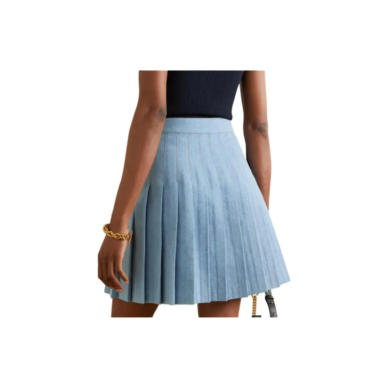 BALMAIN Denim Short Skirts Women's Blue-1