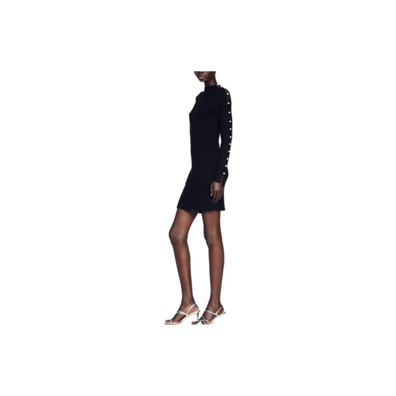 Sandro Long Sleeved Dress Women's Black-2
