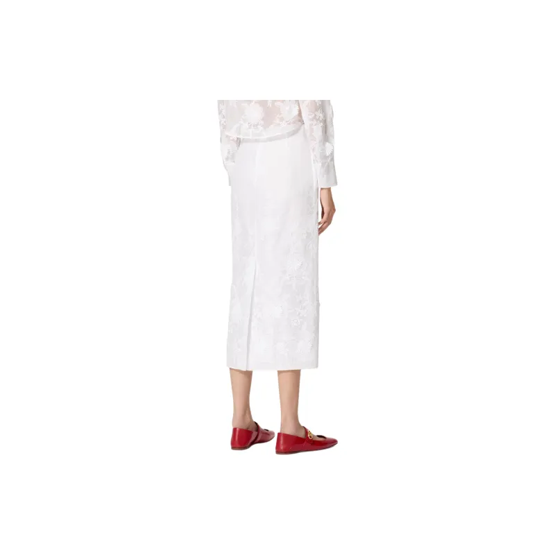 Valentino SS24 Casual Long Skirts Women's Ivory White-3