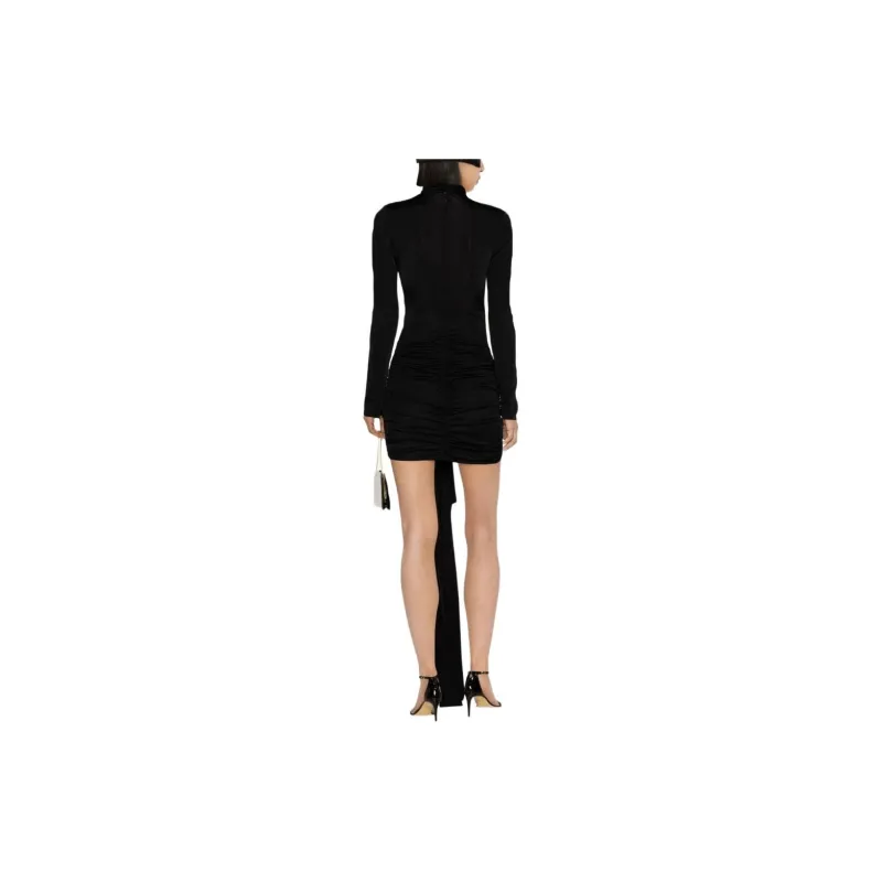 SAINT LAURENT Draped Turtleneck Mini Dress-3