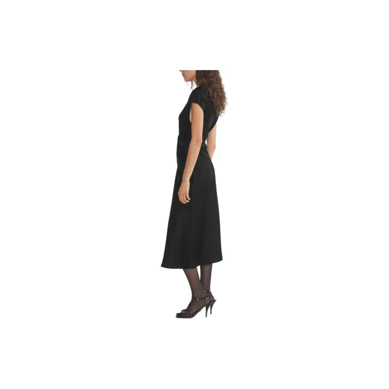 ARITZIA FW24 Wilfred Nicolette Satin Dress Short-Sleeved Dresses Women's BLACK/Black-4