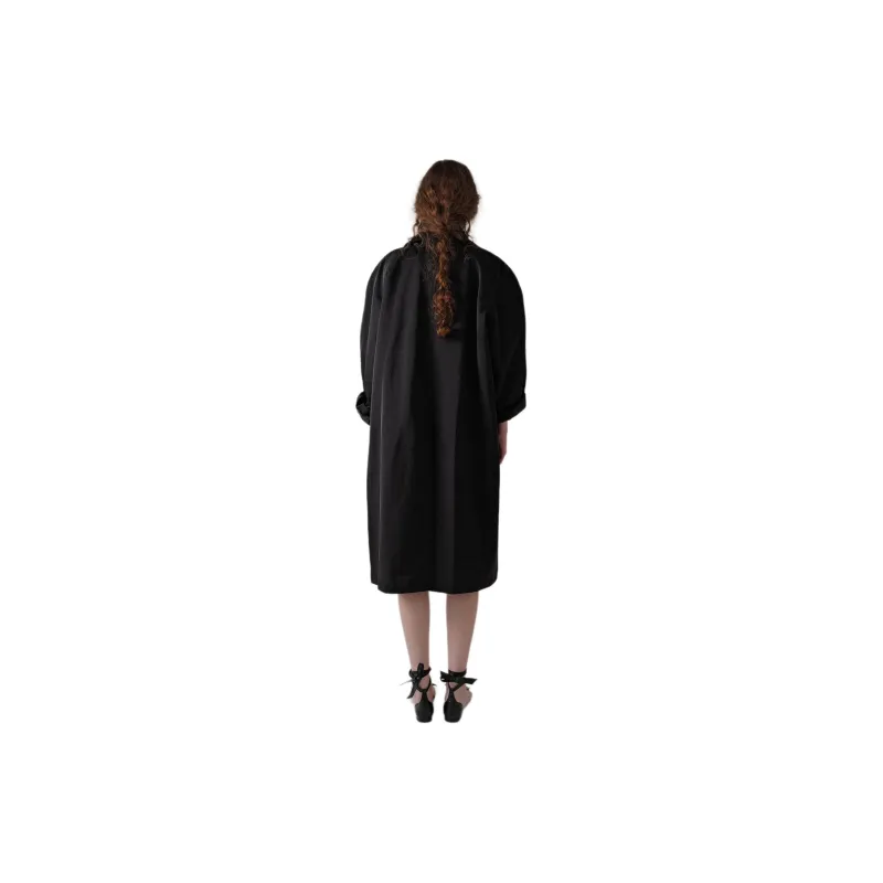 NOTHING WRITTEN Nylon Volume Balmacaan Trench Trench Coat Women's Black-2