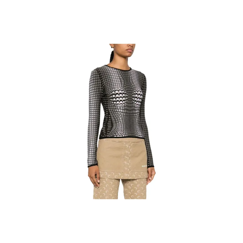 Marine Serre Crescent Moon Jacquard Crewneck Sweater-3