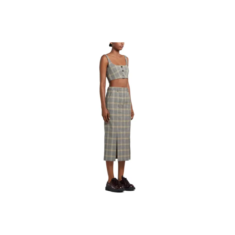 MARNI Check Pattern Cropped Tank Top-1