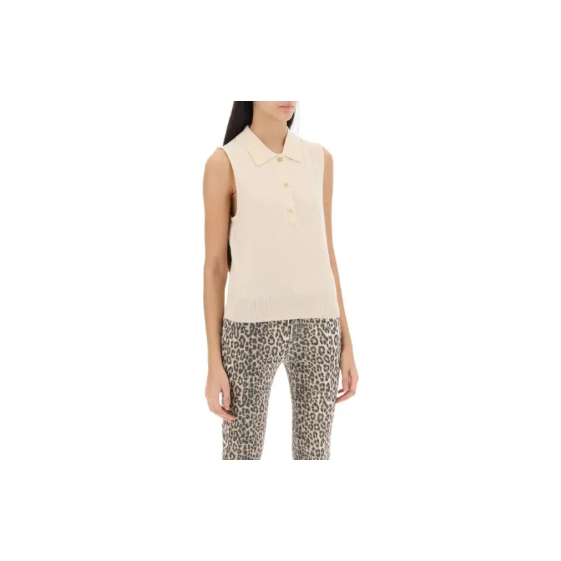 GANNI Logo Button Knitted Vest-1