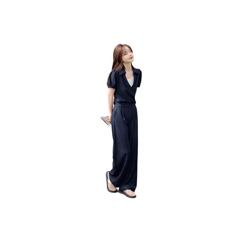 Mo Han Yi Mei Casual Suit Women's Denim Blue-1