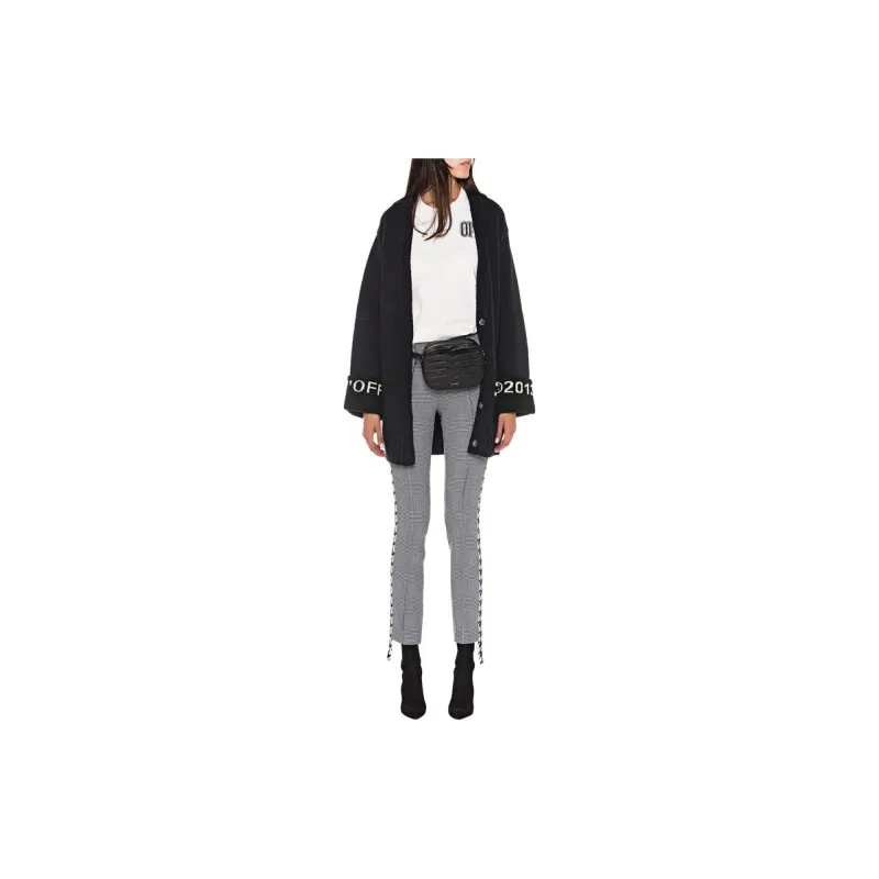 OFF WHITE Logo Cuff Knit Cargigan Sweater Black/White-2