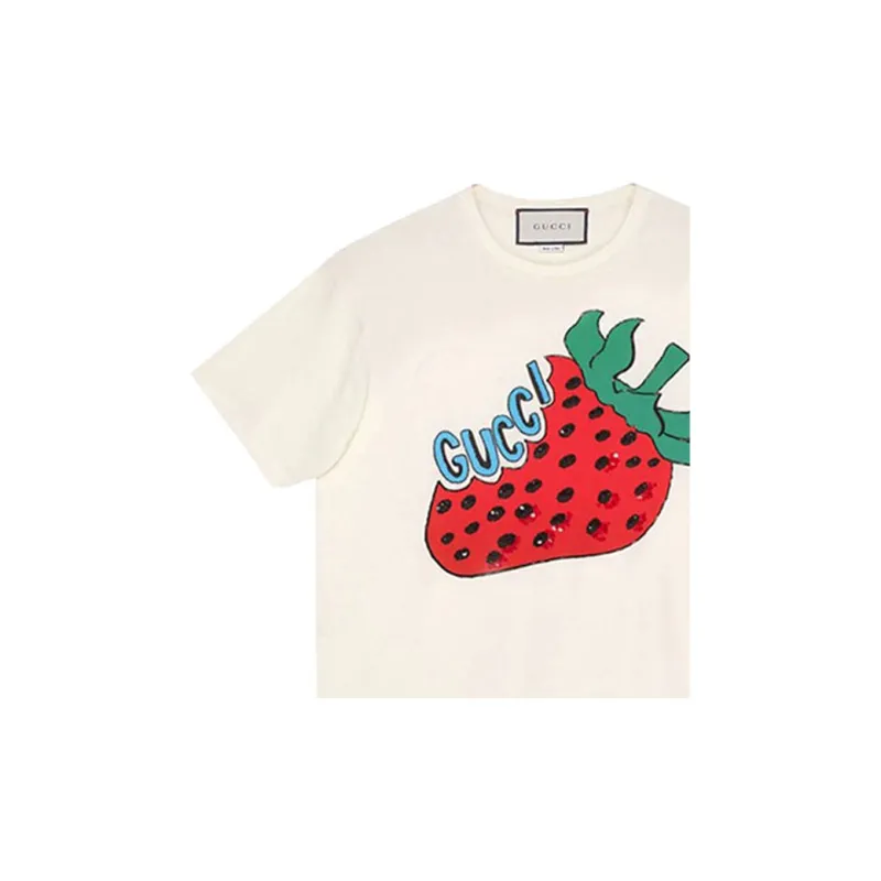 GUCCI Drop Shoulder Sleeve T Shirt Women's Ecru-4