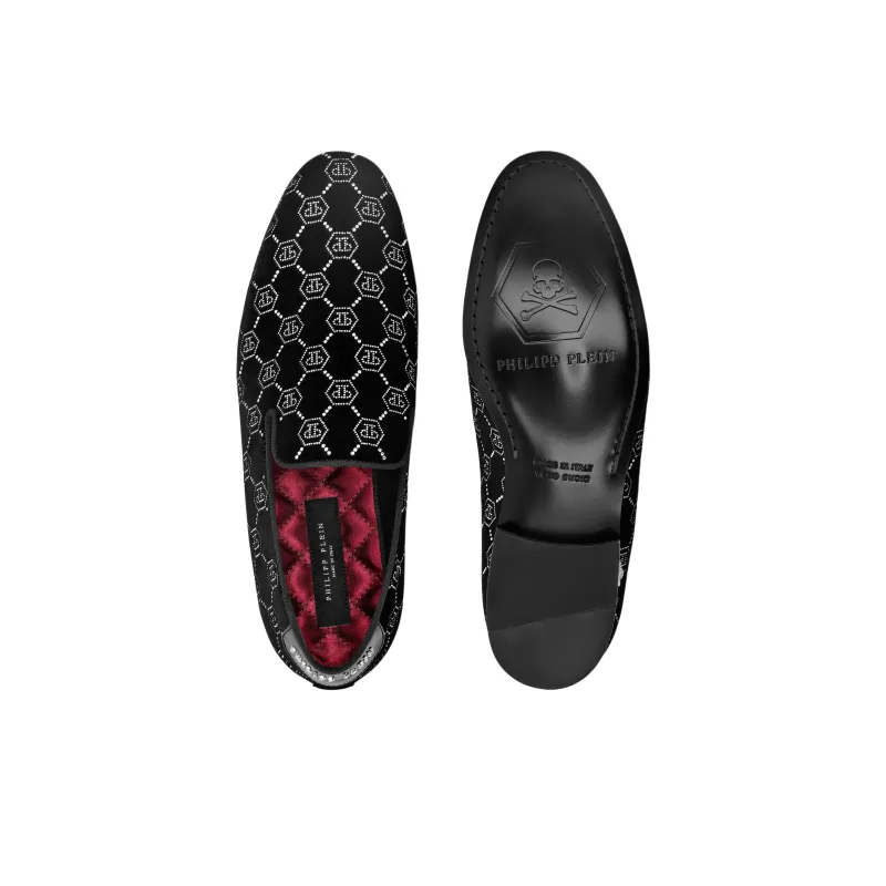 PHILIPP PLEIN Strass Monogram Loafers Men's Black-4