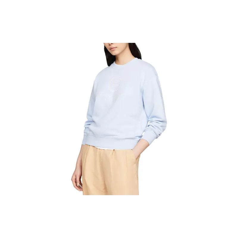 Tommy Hilfiger Crew Neck Logo Sweatshirt Sweatshirt Women's Light Blue-2
