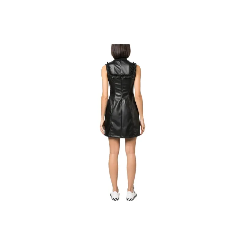 PALM ANGELS Logo-print Faux-leather Minidress-2