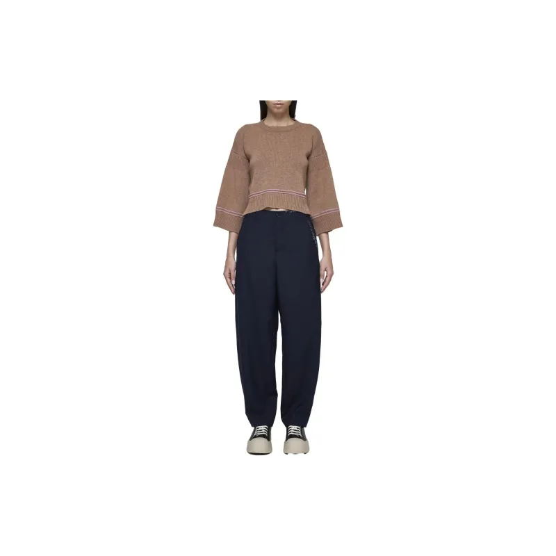 MARNI Logo Intarsia-Knit Cropped Jumper-1