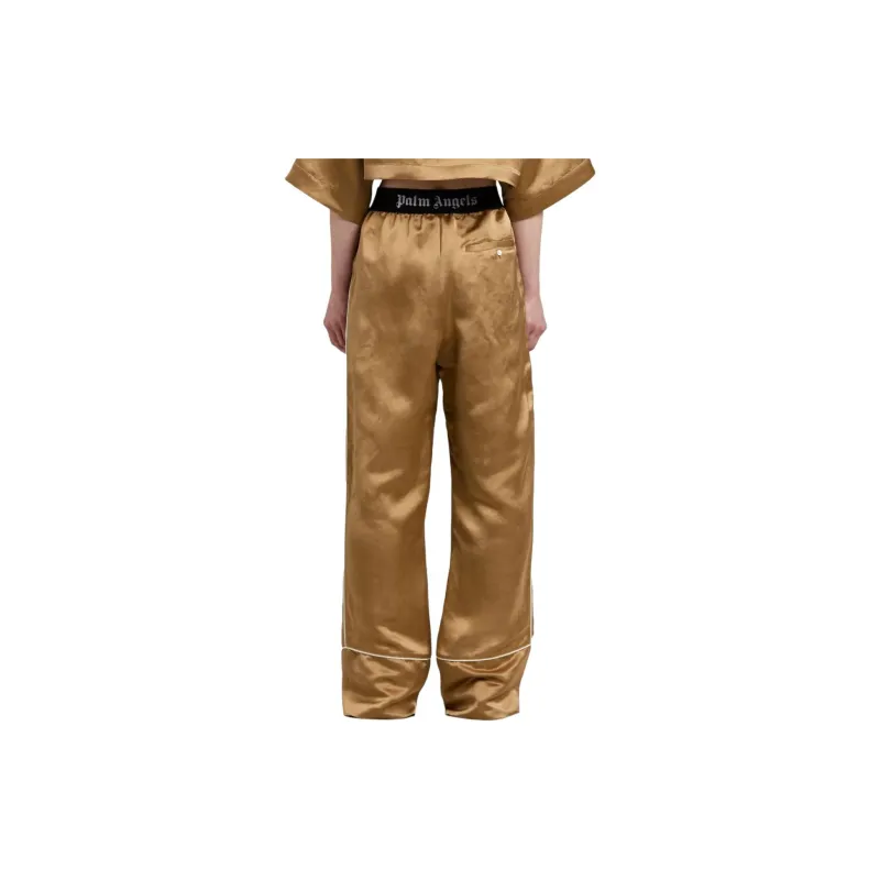 PALM ANGELS Logo tape Satin Pajama Bottoms-3