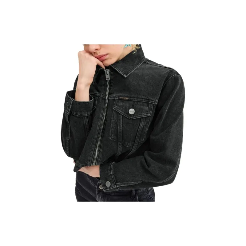 COACH Denim Jacket Women's Black-1