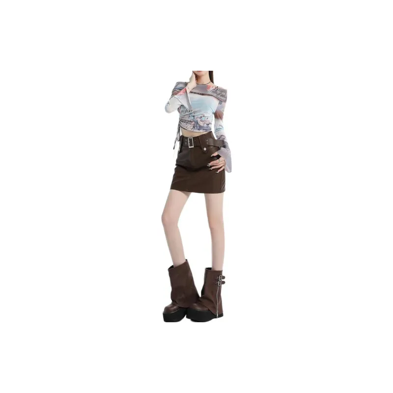 Concubine Zhu Leather Short Skirts Women's-17