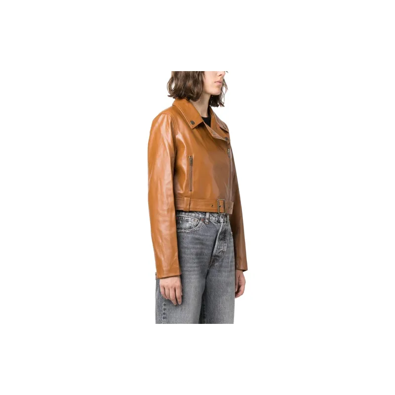 Twinset Zip up Faux leather Biker Jacket-3