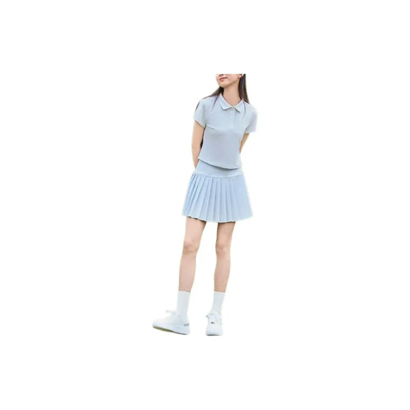 QIAODAN Casual Short Skirts Women's Light And Transparent Blue-3
