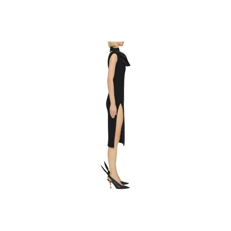 Givenchy Swallow Collar Side Slit Midi Dress-3