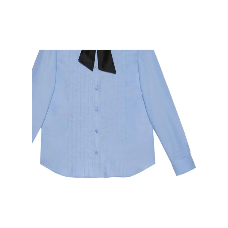GUCCI Detachable scarf Cotton Shirt-4