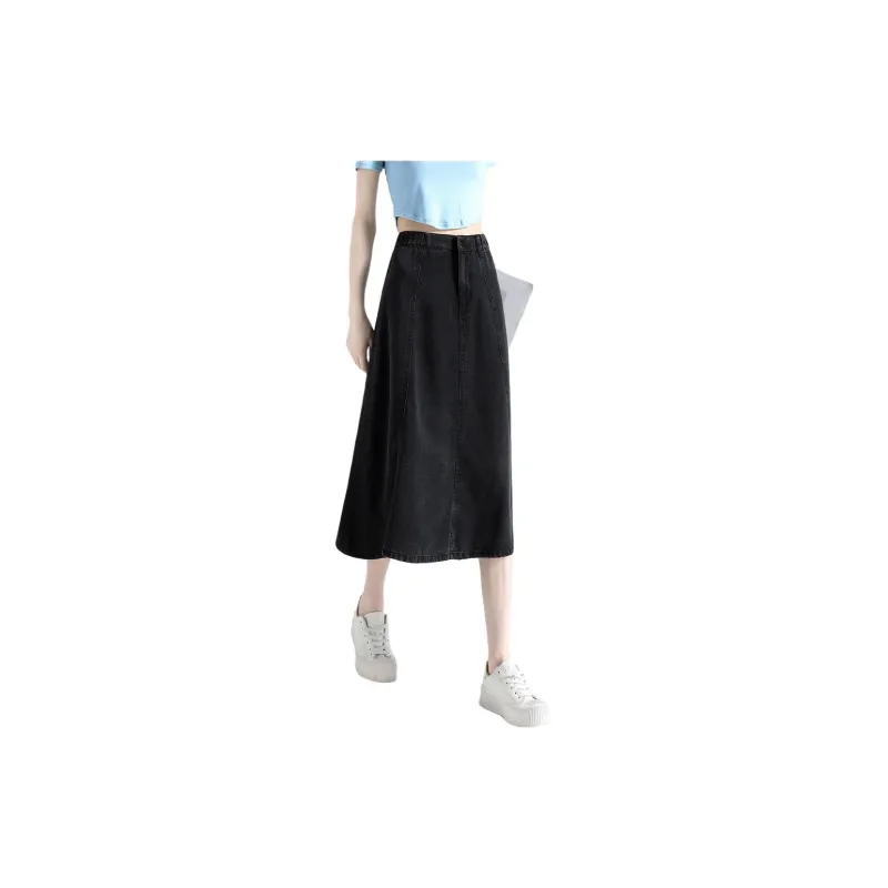 Concubine Zhu Denim Long Skirt Women's Black-5