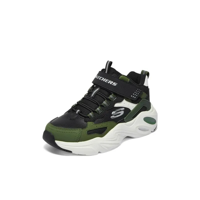 Skechers Cushioning Wear Resistant Kids Lifestyle Shoes Green Black Kids'-2