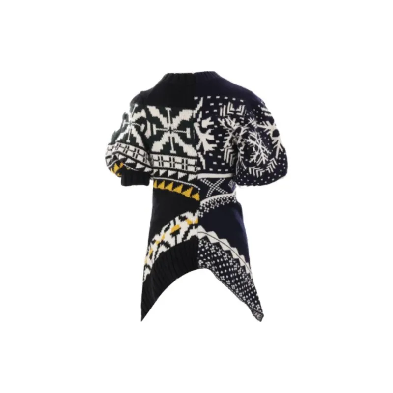 Sacai Pattern Jacquard Asymmetric Knitted Jumper-1