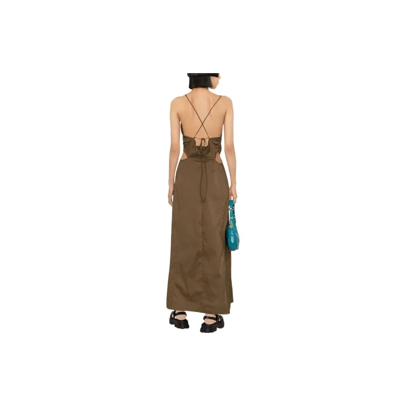 GANNI Sleeveless Dresses Women's Brown-3
