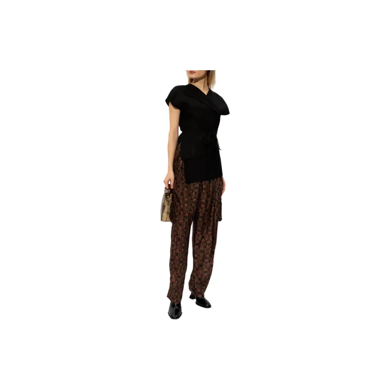 DRIES VAN NOTEN Pattern Printed Satin Cargo Pants-1