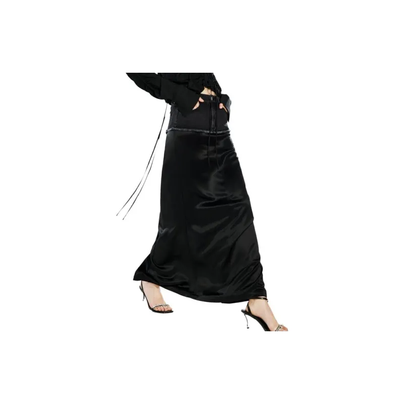 COVERINS Denim Long Skirt Women's Black-4