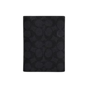 COACH Coated Canvas Card Holder Regular Unisex Black