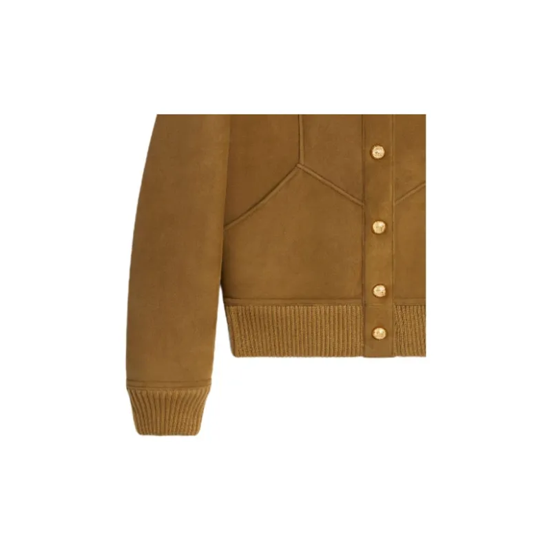 CELINE FW23 Leather Jackets Coats Women's Brown-2