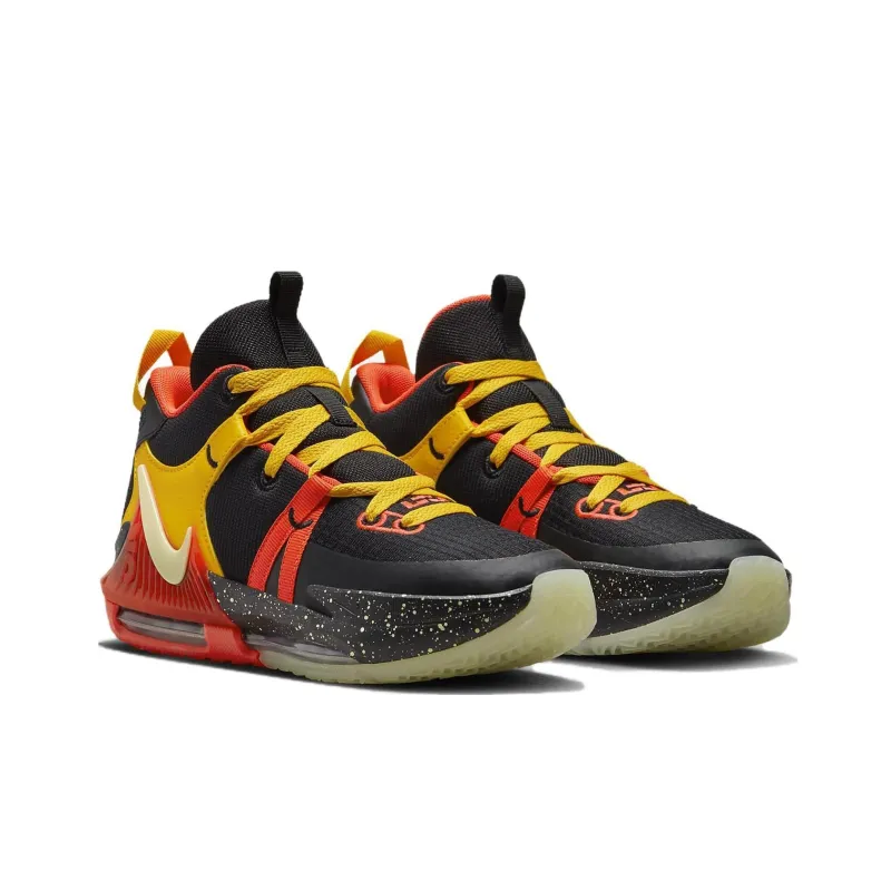 Nike Witness 7 Cushioning, Wear Resistant Mid Top Children's Basketball Shoes Black Yellow Unisex-3
