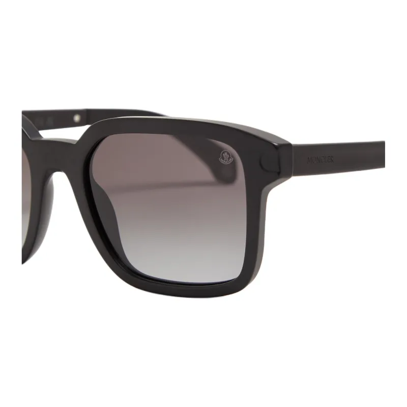 Moncler Acetate Aluminum Square Sunglasses Unisex Black-2