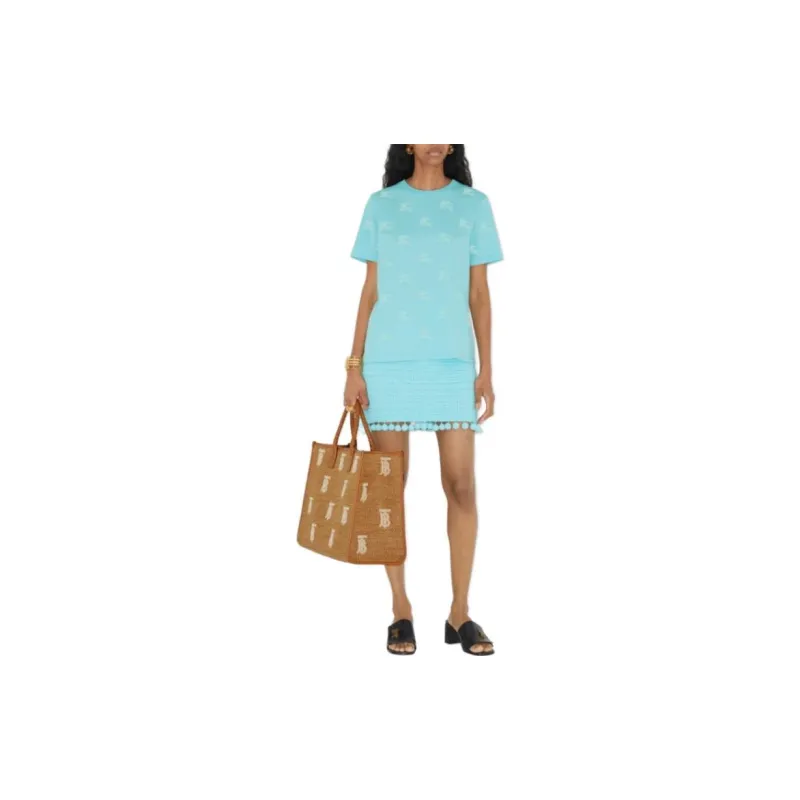 Burberry Equestrian Knight Round Neck T shirt Blue-3
