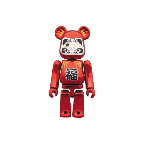 BE@RBRICK Dharma Collection DARUMA Blessing Red Gold Plated Hang Tag Box 100% 7cm
