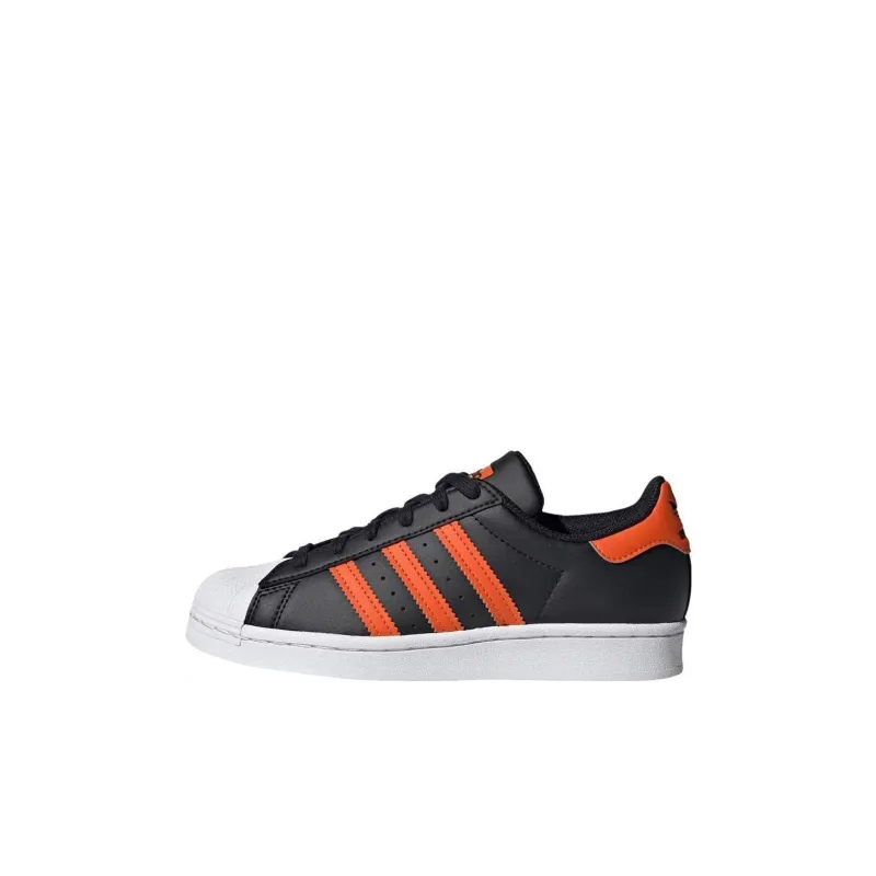 Adidas Originals SUPERSTAR Slip Resistant Shock Absorbers Low Top Kids' Skateboarding Shoes Black Orange Kids'-5