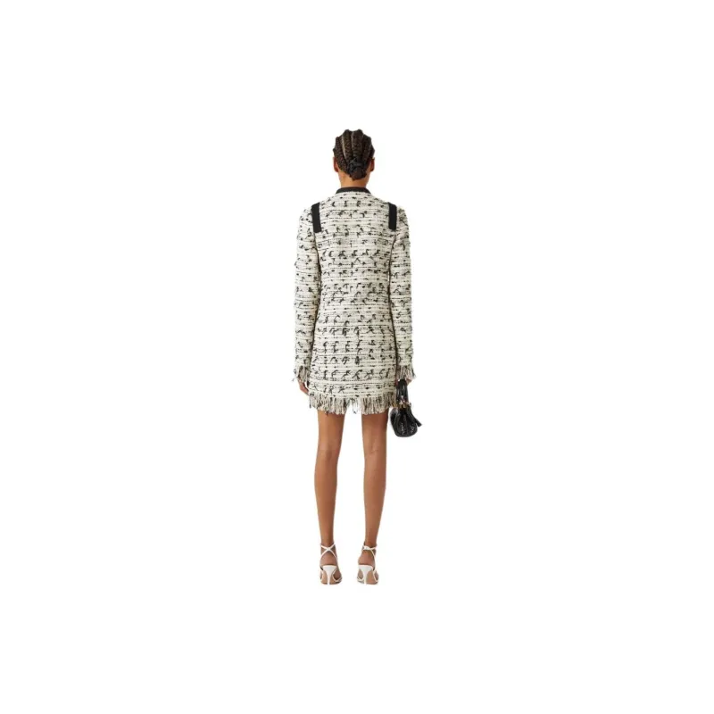 Giambattista Vall Bow detail Tweed Single breasted Coat-2