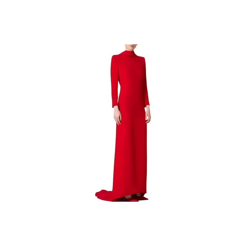 Valentino Long Sleeved Dresses Women's Red-4