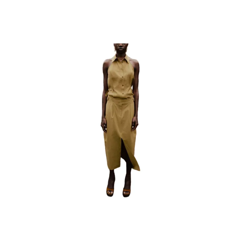 ZARA Casual Long Skirts Women's Tan-2