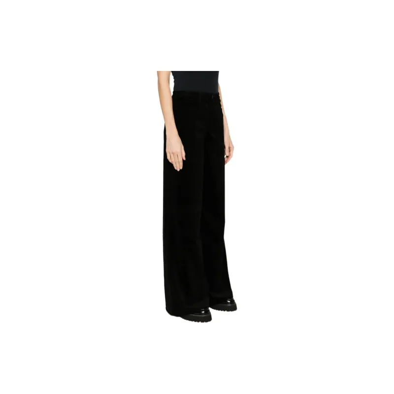 L'AGENCE Maghra Mid rise Wide leg Velvet Trousers-3