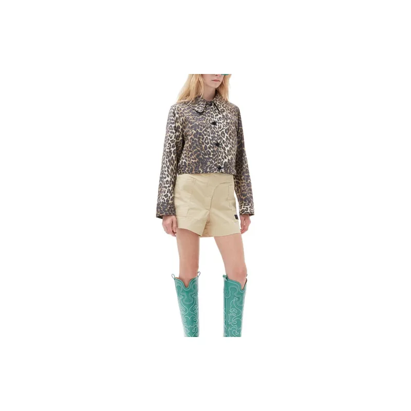 GANNI Cropped Coats Women's Leopard Print-2