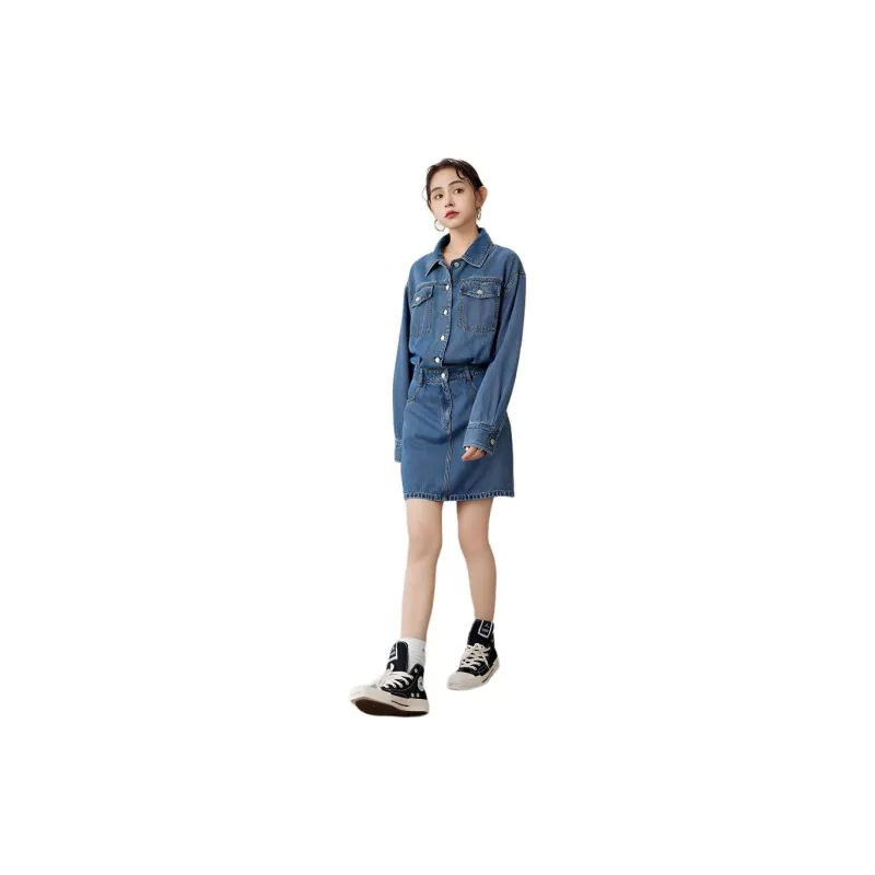 A21 Long Sleeved Dresses Women's Medium Blue-4