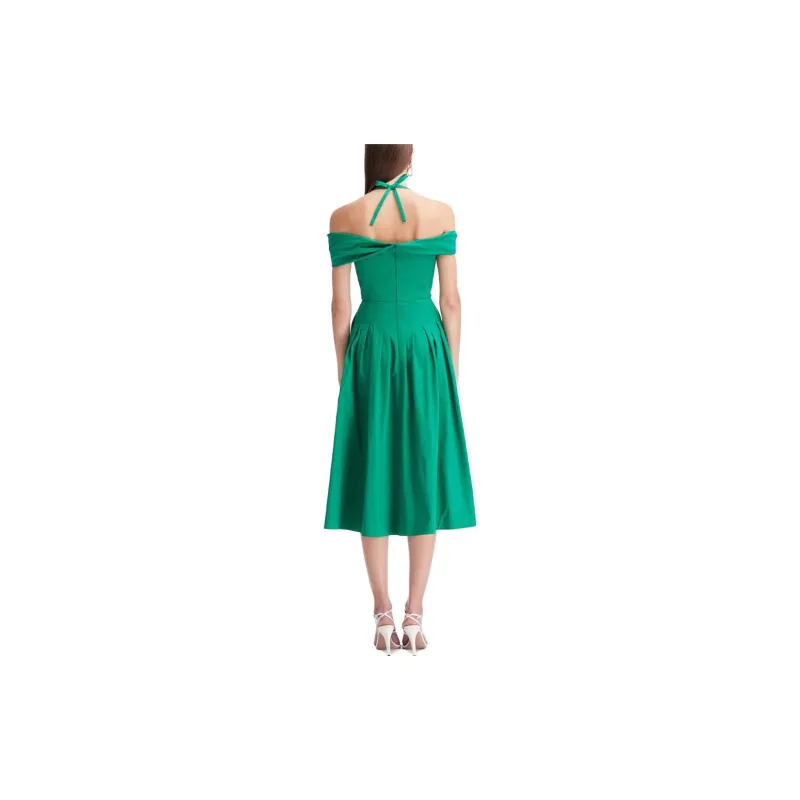 Oscar De La Renta Off shoulder Halterneck Midi Dress-2