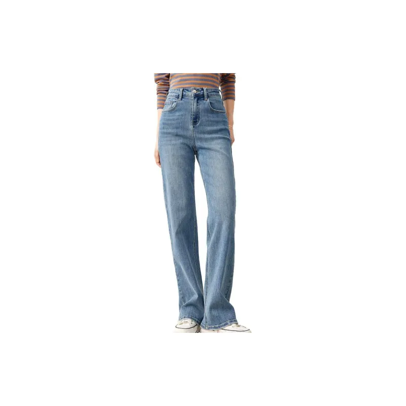 OUNIXUE Jeans Women's Blue-1