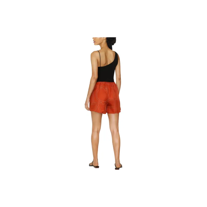 TOTEME Monogram-print Silk Shorts-2
