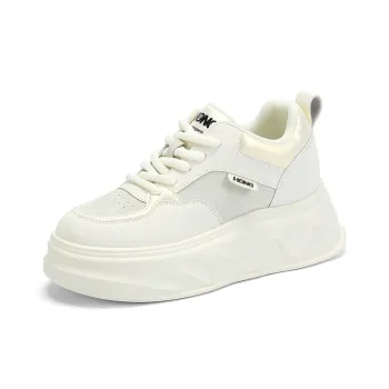 RED DRAGONFLY Skateboard Shoes Height Increasing Lightweight Low Top Casual Shoes Women's Beige Silver
