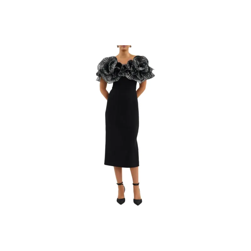Rebecca Vallance Lumi Ruffled Midi Dress-1