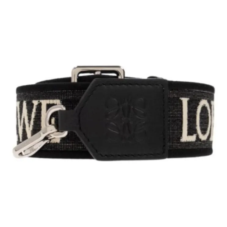 LOEWE Jacquard Fabric With Cow Leather Patchwork Shoulder Strap With Pouch Shoulder Strap Women's Black-2