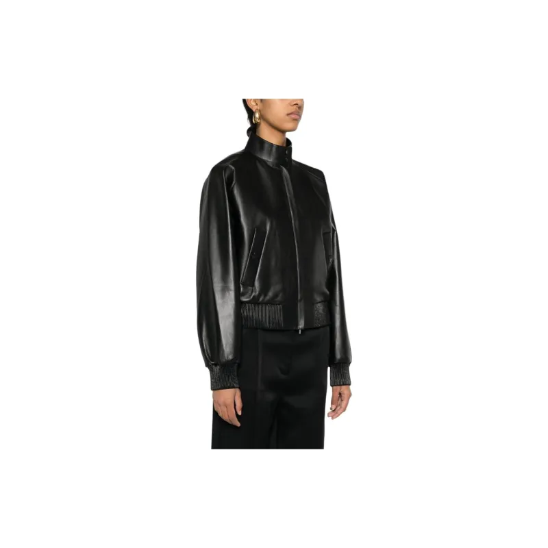 FERRAGAMO SS24 Leather Jacket Women's Black-3