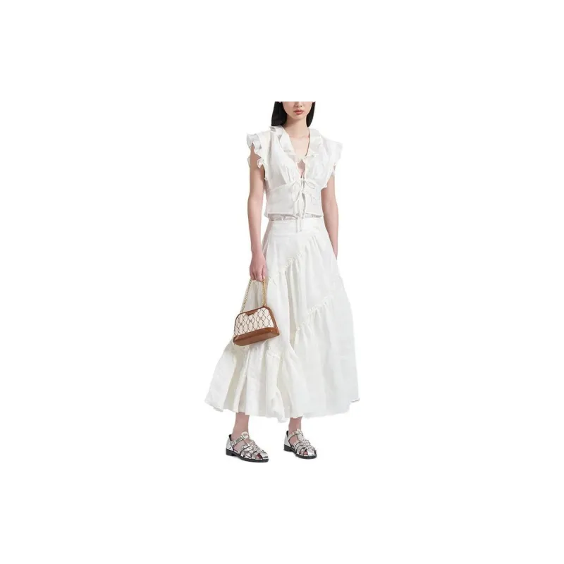 Sandro Casual Long Skirts Women's White-1